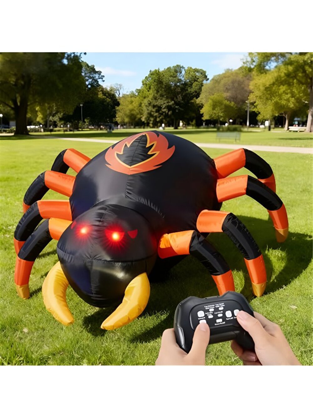 JOYIN 4 FT Halloween Inflatable Spider, Remote Control Blow Up Spider with
